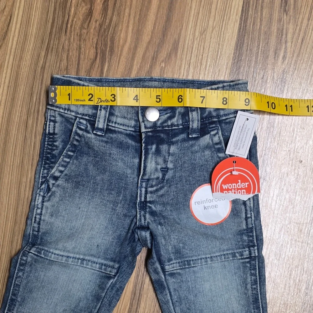 NWT Wonder Nation Toddler Boys Blue Denim Jeans Reinforced Knee‎ Size 12 Months